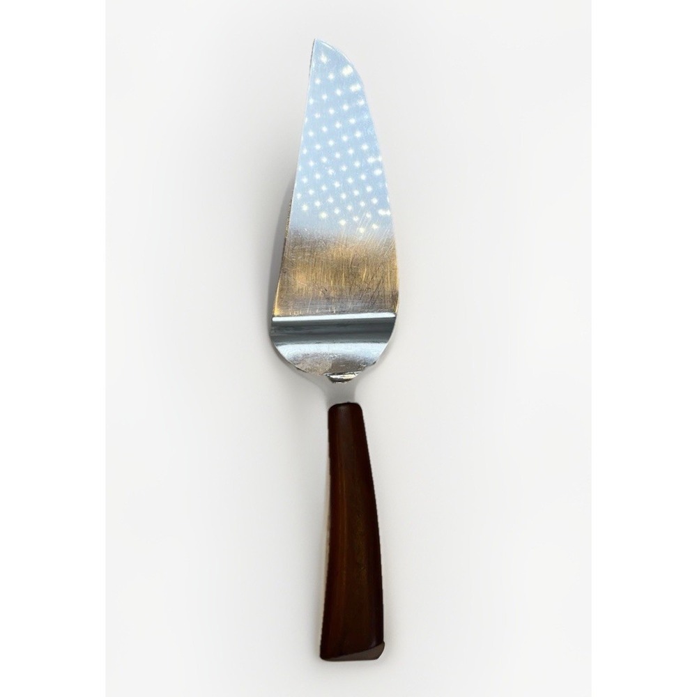 Pie Server Cake Slicer Stainless Steel Marbled Bakelite Style Handle Vintage